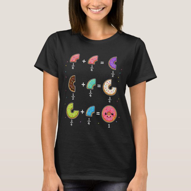 Donut Fractions Learning Math Humor T-Shirt (Front)