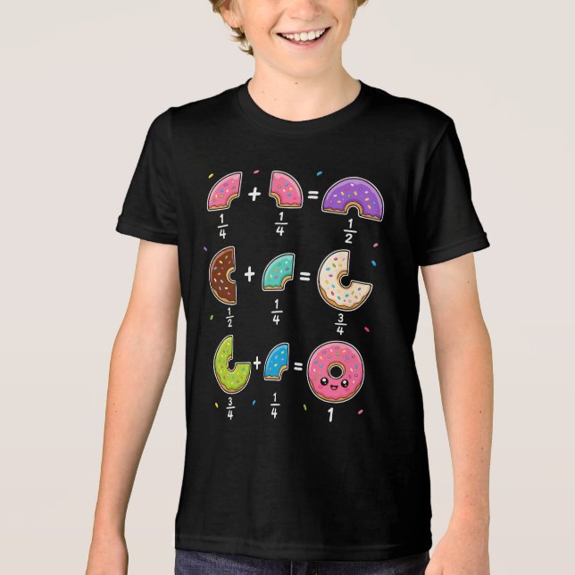 Donut Fractions Learning Math Humor Tri-Blend Shirt (Front)