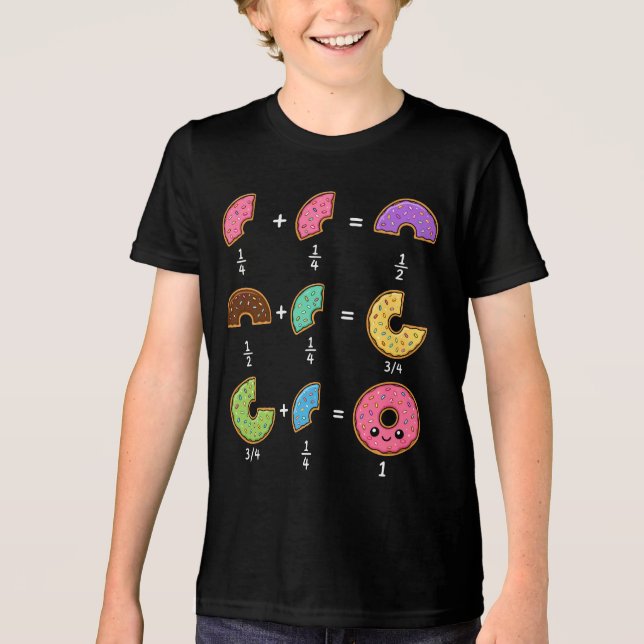 Donut Fractions Learning Math Humor Tri-Blend Shirt (Front)