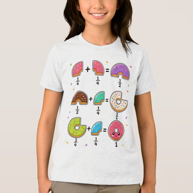 Donut Fractions Learning Math Humor Tri-Blend Shirt (Front)