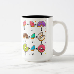 Donut Fractions Learning Math Humor Two-Tone Coffee Mug