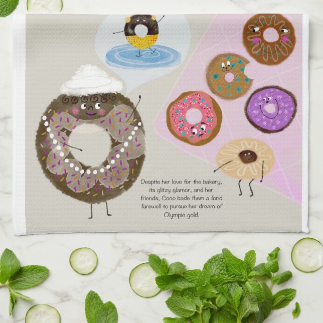 Donut Friends Kitchen Tea Towel (Folded)