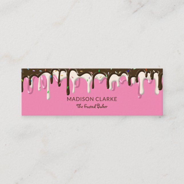 Donut Frosting Sprinkles Baker Bakery Mini Business Card (Front)