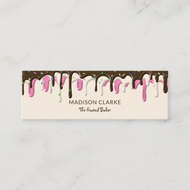 Donut Frosting Sprinkles Baker Bakery Mini Business Card (Front)