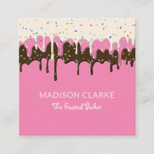 Donut Frosting Sprinkles Baker Bakery Square Business Card