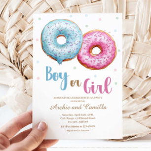 Donut Gender Reveal Boy Or Girl Party Invitation