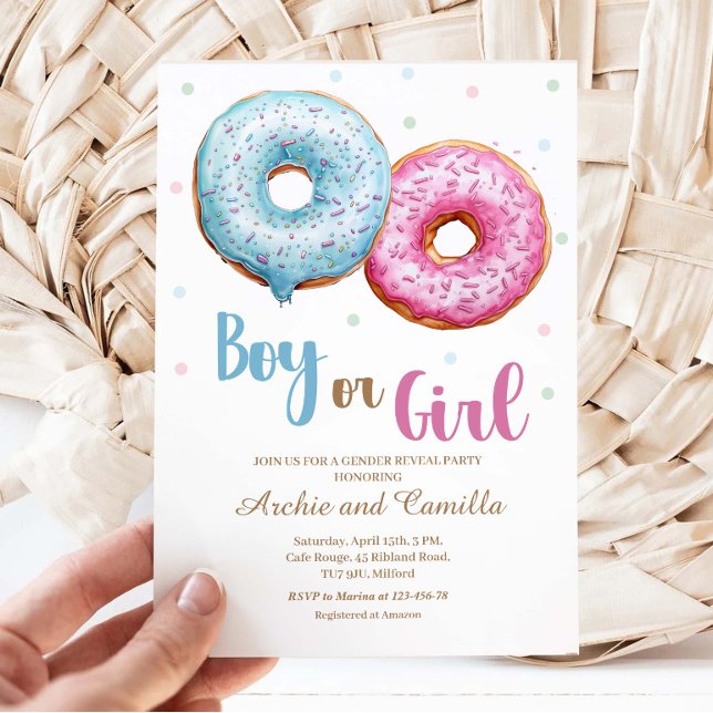 Donut Gender Reveal Boy Or Girl Party Invitation (Creator Uploaded)