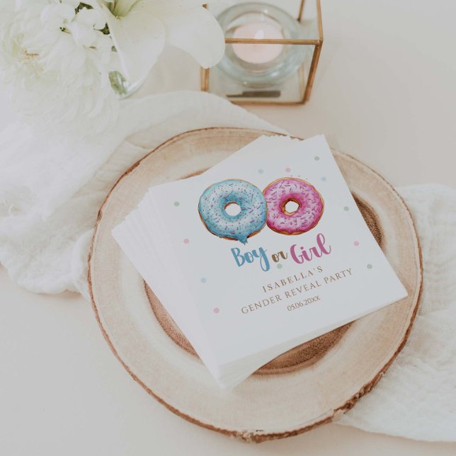 Donut Gender Reveal Boy Or Girl Party Napkins (Creator Uploaded)