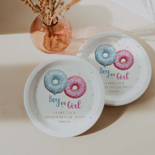 Donut Gender Reveal Boy Or Girl Party Paper Plates