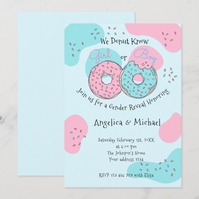 Donut Gender Reveal Invitation (Front/Back)