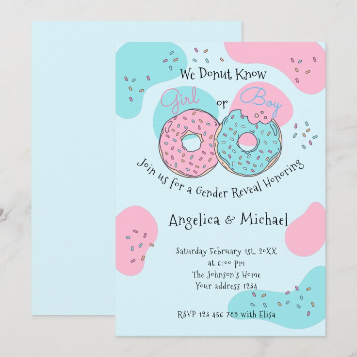 Donut Gender Reveal Invitation Zazzle