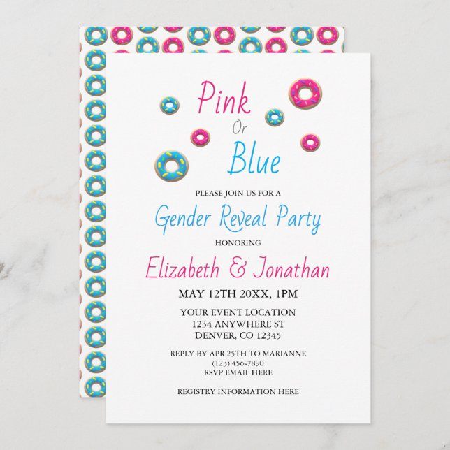 Donut Gender Reveal Invitation (Front/Back)