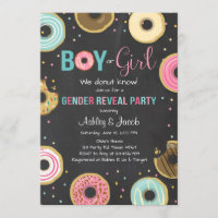 Donut Gender Reveal Invitation Boy or Girl He She