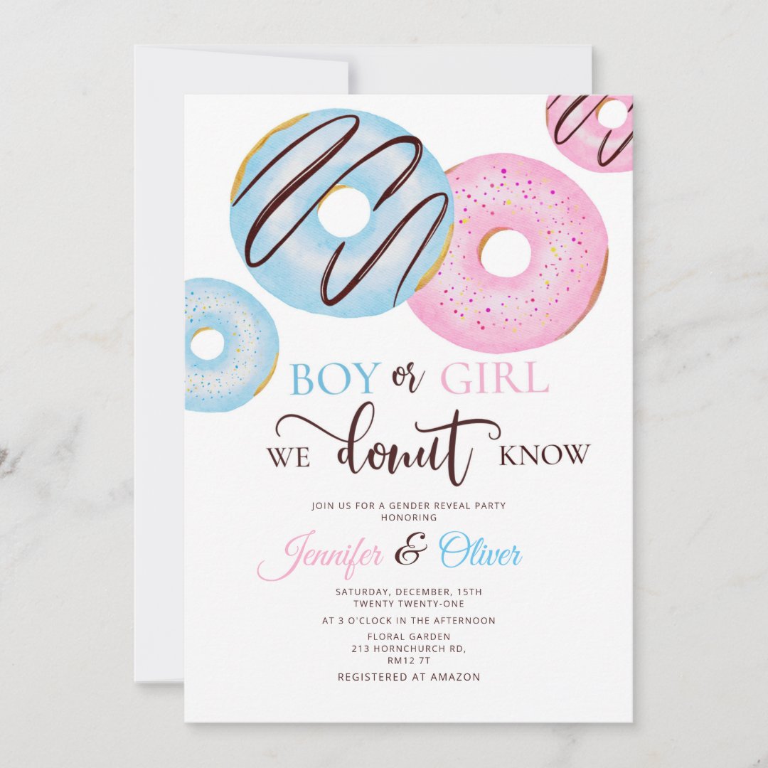 Donut gender reveal invitation. invitation Zazzle