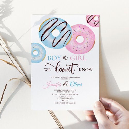Donut gender reveal invitation invitation