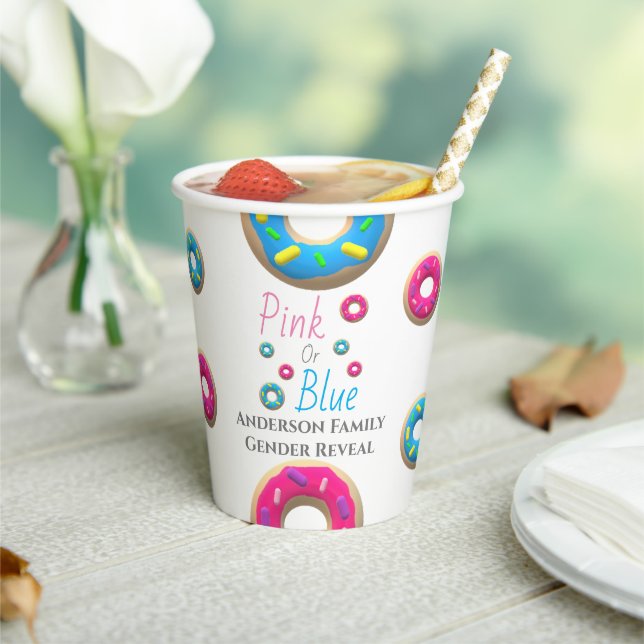 Donut Gender Reveal Paper Cups (Insitu)
