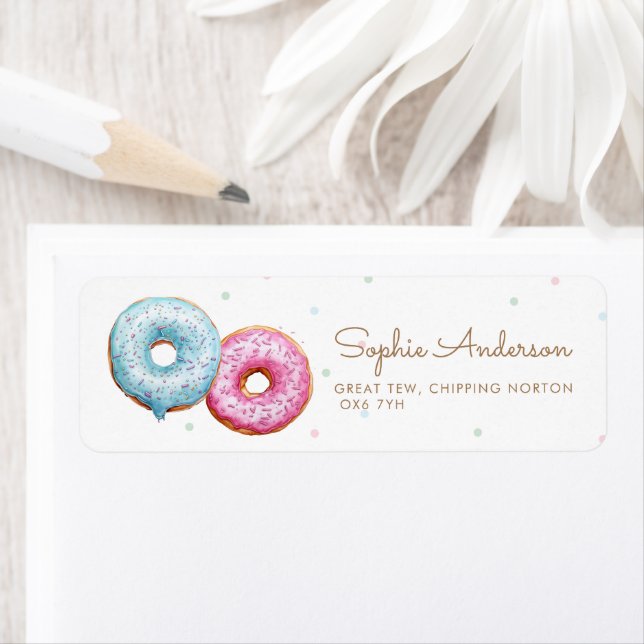 Donut Gender Reveal Party Address Label (Insitu)