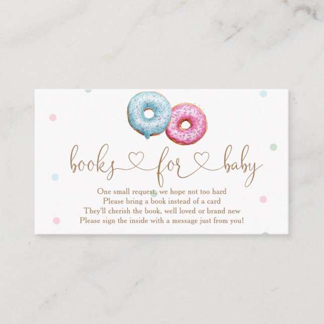 Donut Gender Reveal Party Books For Baby Enclosure Card (Front)