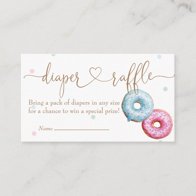 Donut Gender Reveal Party Diaper Raffle Enclosure Card (Front)
