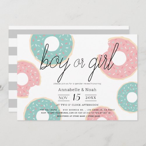 Donut Gender Reveal Pink  Green Invitation