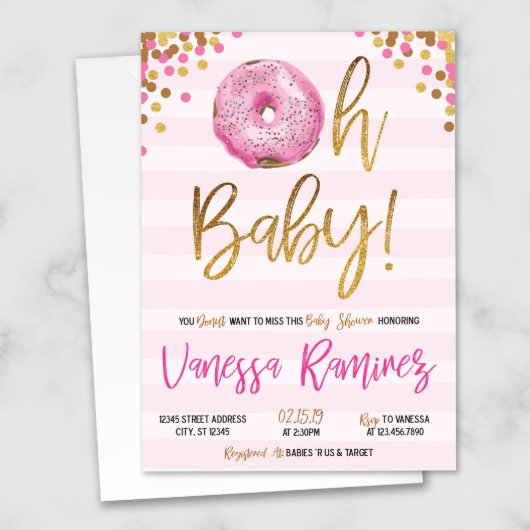 Donut Girl Baby Shower Invitation (Front)
