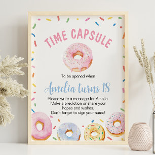 Donut Girl Birthday Time Capsule Sign