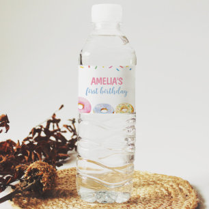 Donut Girl Birthday Water Bottle Label