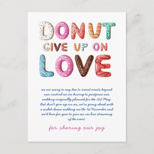 DONUT Give Up On Love Change of Date Plans Cards