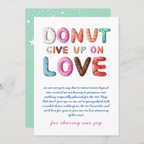 DONUT Give Up On Love Change of Date Plans Cards