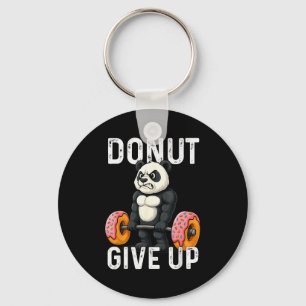 Donut Give Up Panda Lifting Donuts Funny Gym Meme  Keychain
