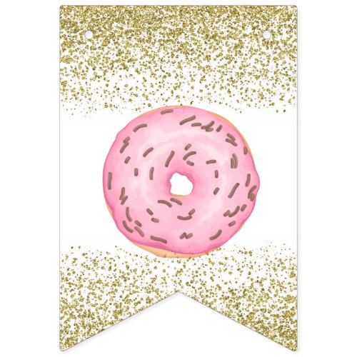 Donut Gold Sprinkles Happy Birthday Banner