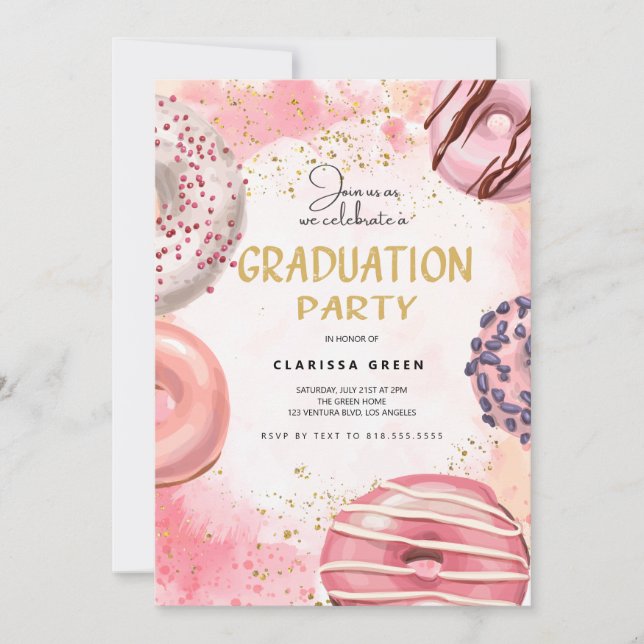 Donut GRADUATION party Invitation (Front)