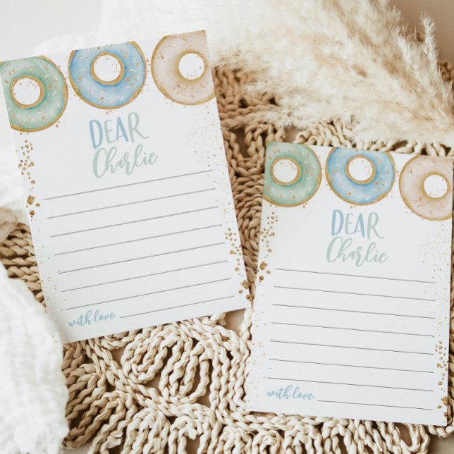 Donut Grow Up 1st Birthday Time Capsule Note Blue  Thank You Card (Creator Uploaded)