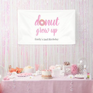 Donut Grow Up 2nd Birthday Banner