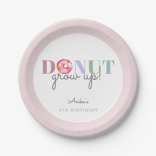 Donut Grow Up Birthday Cute Pastel doughnut party Paper Plates