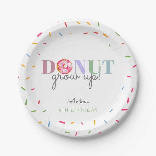 Donut Grow Up Birthday Cute sprinkles party Paper Plates
