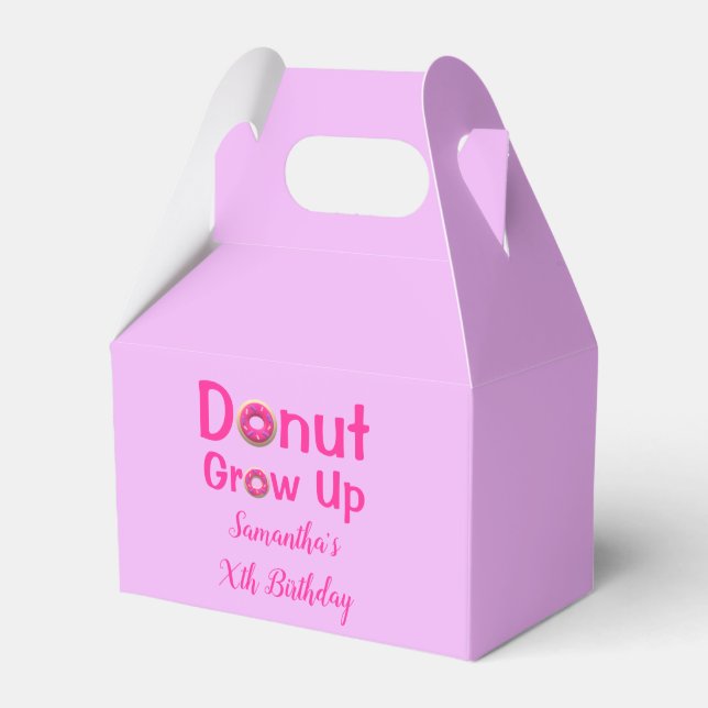 Donut Grow Up Birthday Favor Boxes (Front Side)