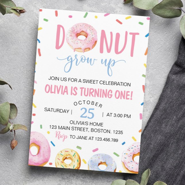 Donut Grow Up Birthday Invitation (Creator Uploaded)