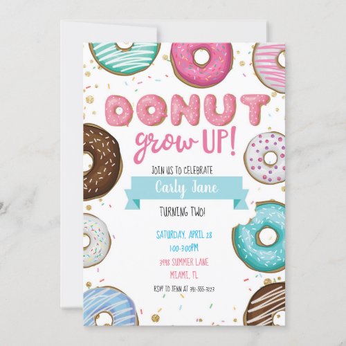 Donut Grow Up Birthday Invitation