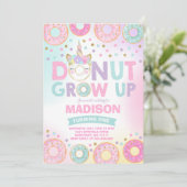 Donut Grow Up Birthday Invitation Donut & Unicorn (Standing Front)