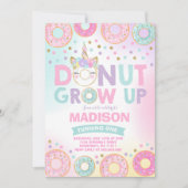 Donut Grow Up Birthday Invitation Donut & Unicorn (Front)