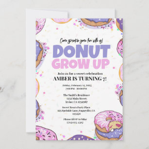 Donut Grow Up Birthday Invitation Template Any Age