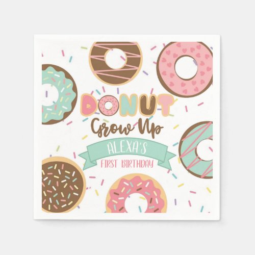 Donut Grow Up Birthday Napkin _ Customizable