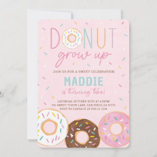 Donut Grow Up Birthday Party Invitation