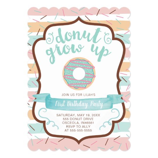 Donut Grow Up Birthday Party Invitations | Zazzle.com