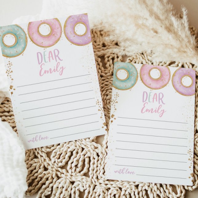 Donut Grow Up Birthday Time Capsule Message Aqua Thank You Card (Creator Uploaded)