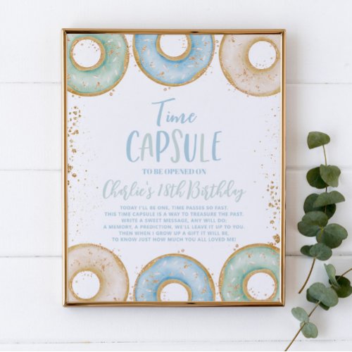 Donut Grow Up Birthday Time Capsule Poster Blue