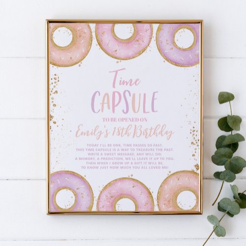 Donut Grow Up Birthday Time Capsule Poster Pink