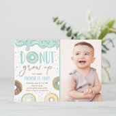 Donut Grow Up Blue Boy Birthday Party Invitation | Zazzle