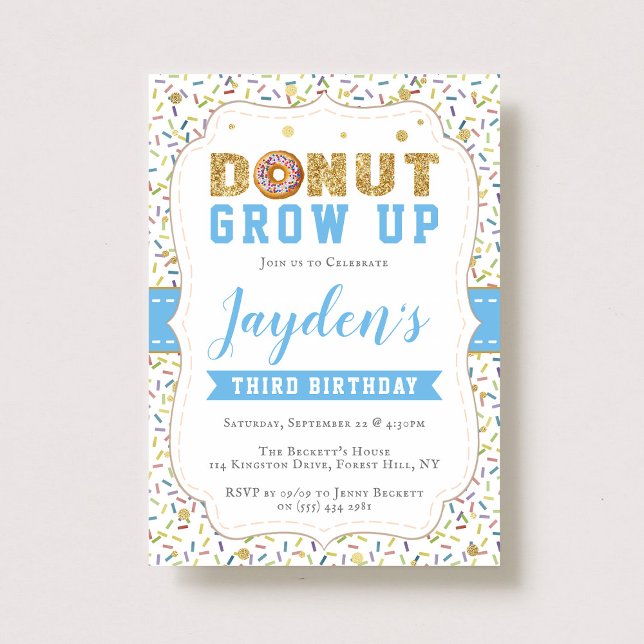 Donut Grow Up Boys Any Age Birthday Invitations (Creator Uploaded)